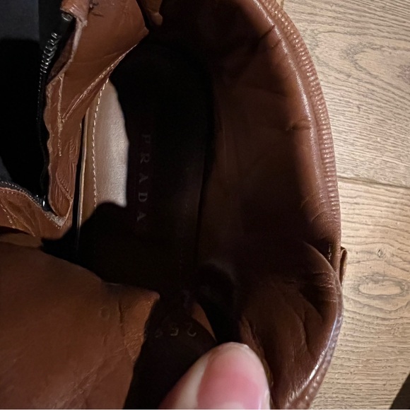 Prada - Saffiano Brown Leather Hightops - Picture 8 of 9